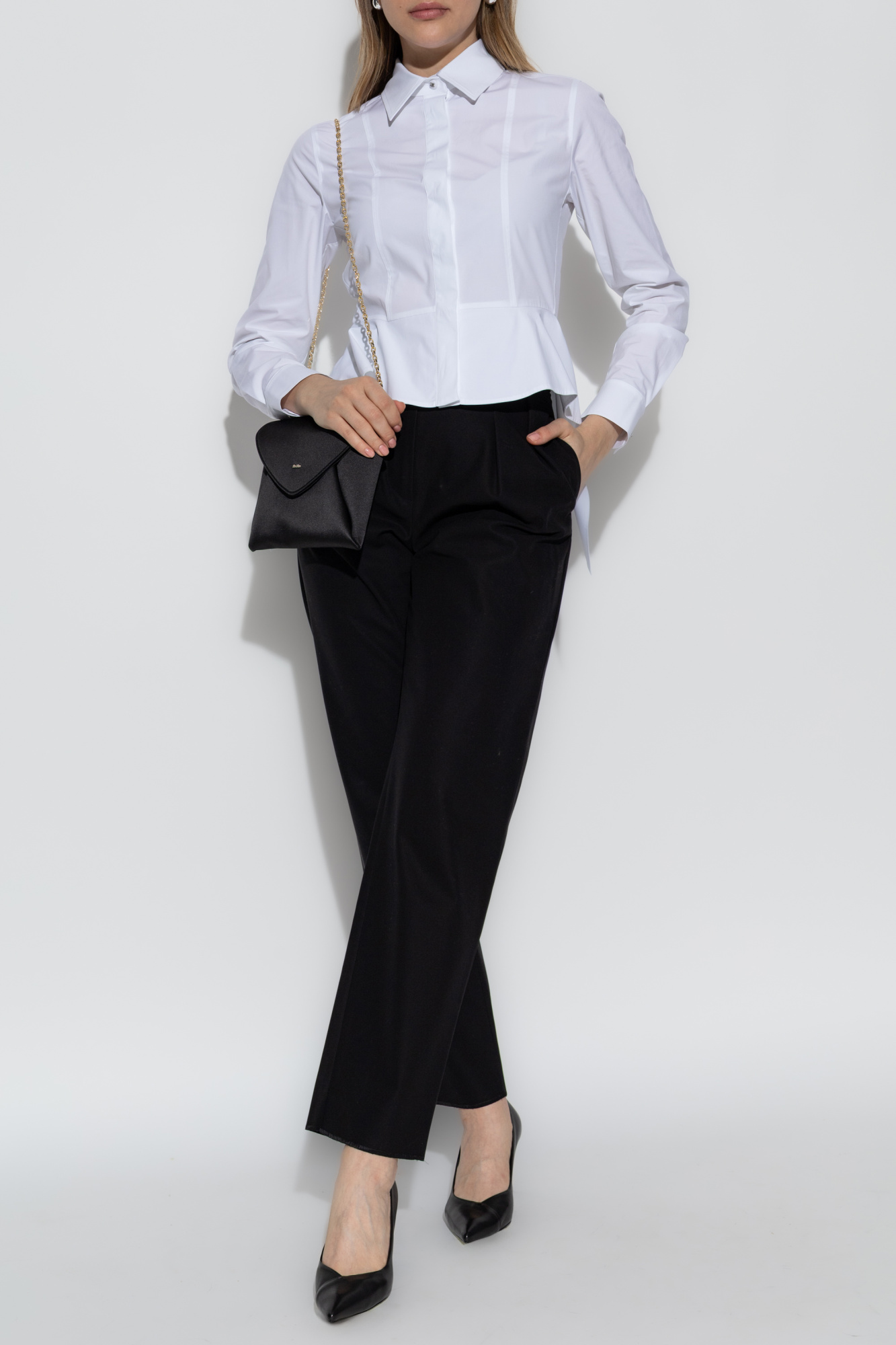 MaxMara アシンメトリーシャツ 白タグ ホワイト サイズ42*CD1090 MaxMara アシンメトリーシャツ 白タグ ホワイト サイズ42*CD1090